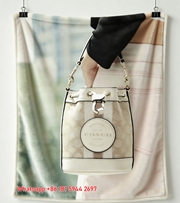 Coach Signature Mini Bucket Bag Flannel Throw Blanket for Sofa and Wall Decor C364